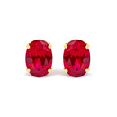18K Yellow Gold 7x5 MM Created Oval Ruby Solitaire Stud Earrings-1