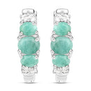 1.30 Carat Genuine Emerald and White Topaz .925 Sterling Silver Earrings-1