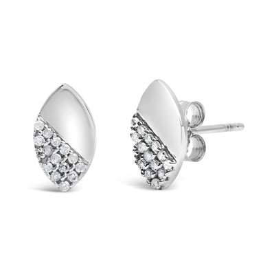 925 Sterling Silver 1/6 Cttw Diamond and Mirror Polish Pear Shape Stud Earrings (I-J Color, I2-I3 Clarity) - 0