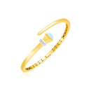 14k Yellow Gold Crossover Style Hinged Bangle Bracelet with Turquoise and Diamonds-1