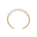 18K Yellow Gold Freshwater Pearl Cuff Bangle Bracelet-3
