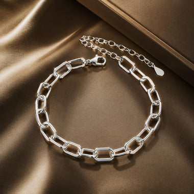 925 Sterling Silver White Gold Plated 15+6cm Adjustable Bracelet for Women - 0