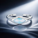 925 Sterling Silver White Gold Plated 1.9mm Transparent Glass Ring-2