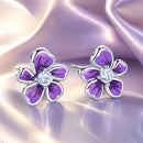 S925 Sterling Silver Plated Platinum Enamel Earrings for Women-1