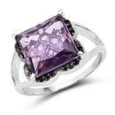 4.58 Carat Genuine Amethyst & Black Diamond .925 Sterling Silver Ring-1