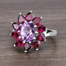 5.65 Carat Genuine Amethyst and Rhodolite .925 Sterling Silver Ring-4