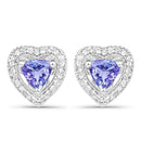 1.18 Carat Genuine Tanzanite & White Topaz .925 Sterling Silver Earrings-1
