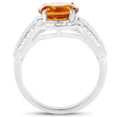 2.81 Carat Genuine Citrine and White Topaz .925 Sterling Silver Ring-2