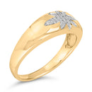 18K Yellow Gold 1/10 Cttw Diamond Star Burst Inlay Ring-3