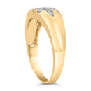 18K Yellow Gold 1/10 Cttw Diamond Star Burst Inlay Ring-4