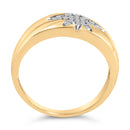 18K Yellow Gold 1/10 Cttw Diamond Star Burst Inlay Ring-5