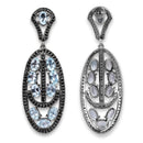 13.80 Carat Genuine Blue Topaz and Black Spinel .925 Sterling Silver Earrings-3