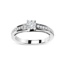 14K White Gold 1/2 Cttw Diamond Solitaire Pave Set Engagement Ring (G-H Color, VS2-SI1 Clarity) - Size 7-1