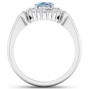 1.57 Carat Genuine Aquamarine and White Diamond 14K White Gold Ring-2