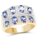 14K Yellow Gold Plated 1.68 Carat Genuine Tanzanite .925 Sterling Silver Ring-1
