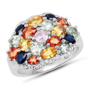 2.85 Carat Genuine Multi Sapphire .925 Sterling Silver Ring-1