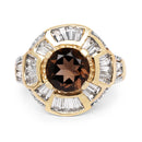 14K Yellow Gold Plated 4.18 Carat Genuine Smoky Quartz & White Topaz .925 Sterling Silver Ring-3