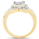 14K Yellow Gold Plated 0.24 Carat Genuine White Diamond .925 Sterling Silver Ring-2