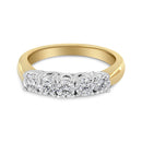 18K Yellow Gold 1.0 Cttw 4 Prong Set Round Cut Diamond Step up 5 Stone Ring Band (F-G Color, SI1-SI2 Clarity) - Size 6-2
