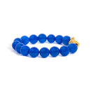 18K Yellow Gold Blue Agate Beaded Dragon Charm Bracelet-2