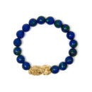 18K Yellow Gold Azurite Beaded Dragon Charm Bracelet-3