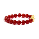 18K Yellow Gold Dragon Charm Red Agate Beaded Charm Bracelet-2