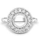 0.48 Carat Genuine White Diamond 14K White Gold Semi Mount Ring - holds 8.00mm Round Gemstone-4