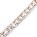 18K Rose Gold Plated 11.60 Carat Genuine Morganite .925 Sterling Silver Bracelet-5