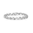 14K White Gold 2.00 Cttw Diamond Cluster and Spiral Link Bracelet (I-J Color, I1-I2 Clarity) - 7"-1