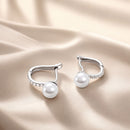 925 Sterling Silver Earrings with Pavé Setting CZ and Shell Pearl, 1.4*0.6cm for Women-2