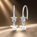 925 Sterling Silver Earrings with Pavé Setting CZ, White Gold Plating, 2.1*0.6cm, for Women-1