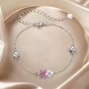 925 Sterling Silver Enamel Charm Bracelet with Pavé CZ, 15+6cm for Women-1