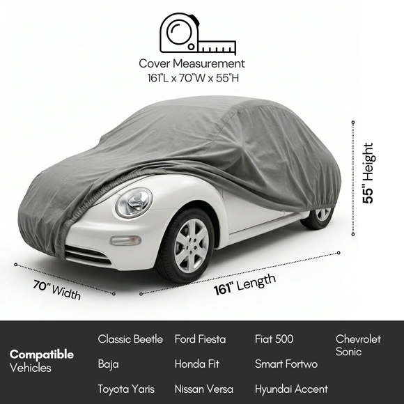 Car Cover for Volkswagen Beetle, Sports car 3 layer 161"L x 70"W x 55"H