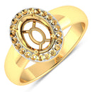 0.22 Carat Genuine White Diamond 14K Yellow Gold Semi Mount Ring - holds 9x7mm Oval Gemstone-1