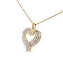 14K Yellow Gold Plated .925 Sterling Silver 1.00 Cttw Baguette Diamond Composite Open Heart 18" Inch Pendant Necklace (I-J Color, I1-I2 Clarity)-3