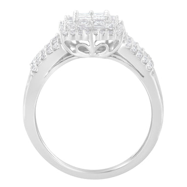 10K White Gold Diamond Cluster Ring (1 cttw, H-I Color, I1-I2 Clarity) - 0
