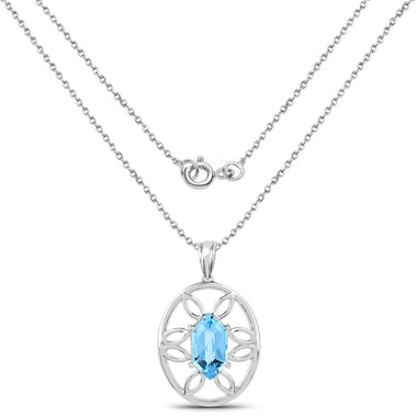 6.17 Carat Genuine Swiss Blue Topaz .925 Sterling Silver Pendant - 0