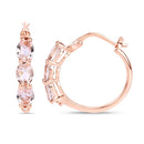 1.63 Carat Genuine Morganite and White Diamond .925 Sterling Silver Earrings-2
