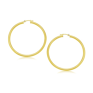 14k Yellow Gold Polished Hoop Earrings (3x30mm) - 0