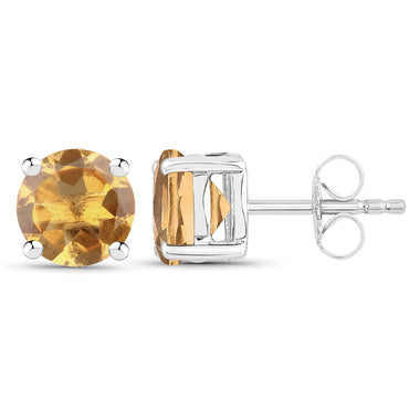2.00 Carat Genuine Citrine .925 Sterling Silver Earrings - 0