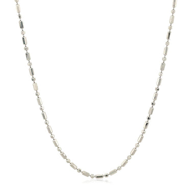 14k White Gold Diamond-Cut Alternating Bead Chain 1.5mm - 0