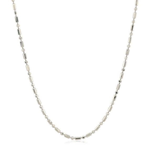 14k White Gold Diamond-Cut Alternating Bead Chain 1.5mm