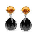 18K White and Yellow Gold 1/5 Cttw Diamond with Round Yellow Citrine and 20x15mm Pear Cut Black Onyx Gemstone Dangle Earring (G-H Color, SI1-SI2 Clarity)-1