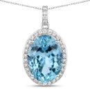 9.59 Carat Genuine Aquamarine and White Diamond 14K White Gold Pendant-1