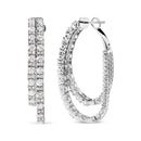 14K White Gold 4.0 Cttw Diamond Asymmetrical Inside Out Double-Hoop Earrings (I-J Color, I1-I2 Clarity)-2