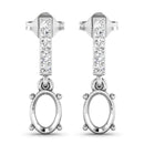 0.14 Carat Genuine White Diamond 14K White Gold Semi Mount Earrings - holds 7x5mm Oval Gemstones-1
