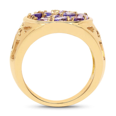 14K Yellow Gold Plated 1.82 Carat Genuine Tanzanite .925 Sterling Silver Ring - 0