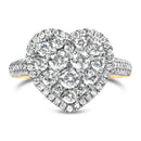 14K Yellow Gold 1 1/2 Cttw Diamond Heart Shaped Composite Ring (H-I Color, SI2-I1 Clarity) - Ring Size 7-6