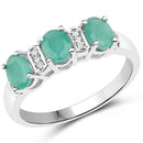 0.90 Carat Genuine Emerald and White Topaz .925 Sterling Silver Ring-1