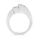 14K White Gold 1 1/2 Cttw Invisible-Set Princess and Channel-Set Baguette Diamond Geometric Bypass Ring Band (G-H Color, SI2-I1 Clarity) - Ring Size 7-4